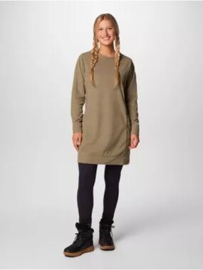 Columbia Olive Green Long Sleeve Sweatshirt Dress